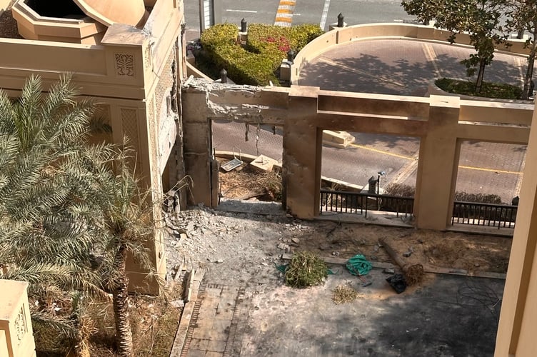 Damage to the Fairmont The Palm Hotel in Dubai, as photographed by Bentley man Chris Day.