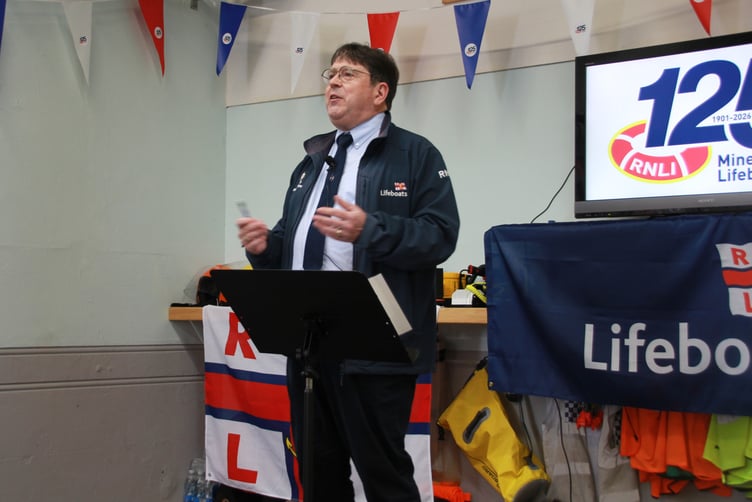 Minehead RNLI chairman Richard Newton talking about the work of the lifeboat station.