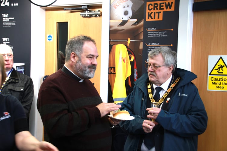 The Rev Philip Butcher, who is Vicar of Minehead churches St Michael’s, St Andrew’s, and St Peter’s, chats with Somerset Council chairman Cllr Mike Best.