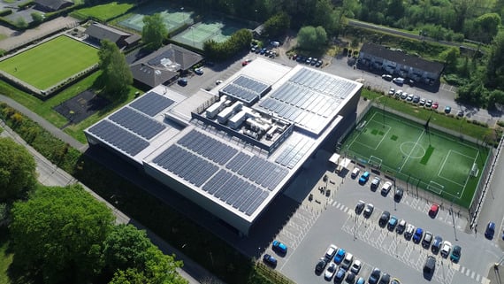 <p>Solar panels on the Alton Sports Centre roof.</p>