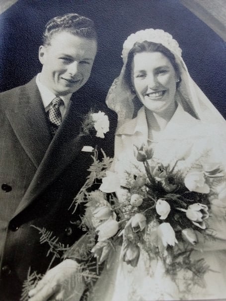 Harold and Diana Parratt of Dockenfield on their wedding day in 1956.
