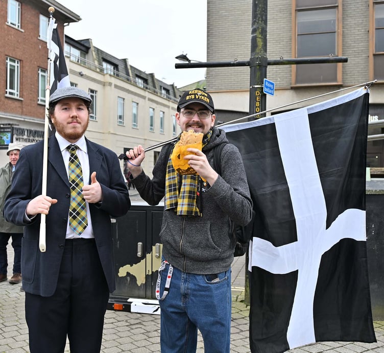 Alexander and Xander awaiting the Truro St Piran's Day parade. (Picture: Adrian Jasper)