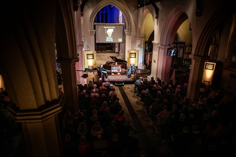 St Andrew's Church was packed for the Lord Heseltine event in Farnham.