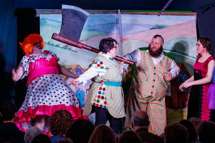 The cast and crew with a giant axe. (Picture: Bodmin and District Camera Club)