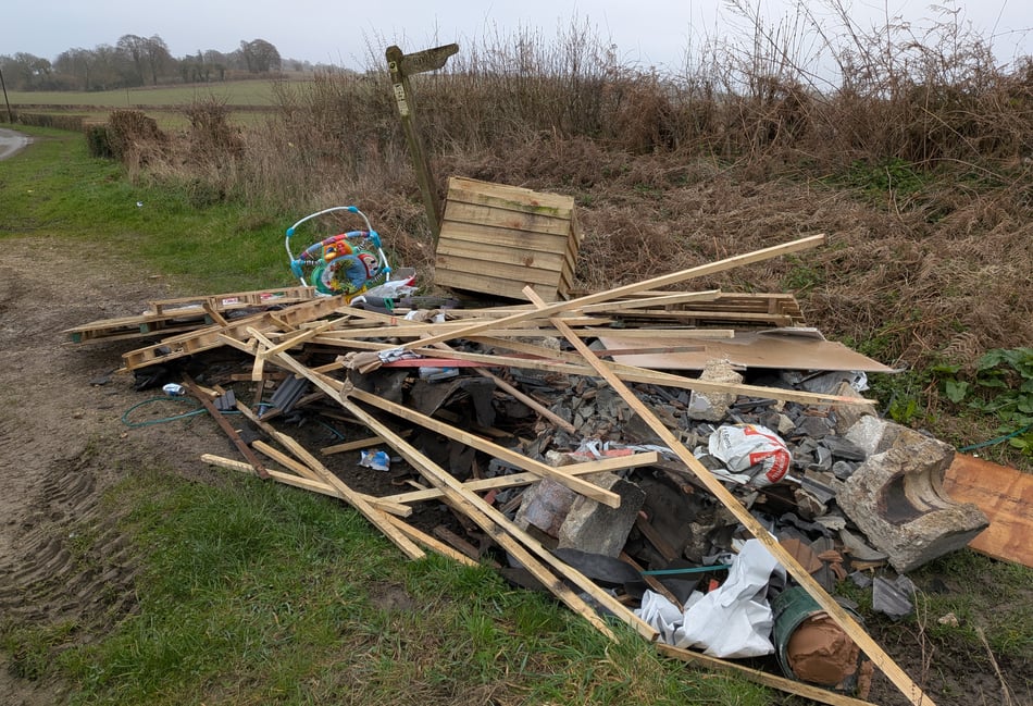 <p>Telling East Hampshire District Council about new fly-tips - such as this one beside the Selborne to East Tisted road south of Newton Valence - could earn people a £500 reward.</p>