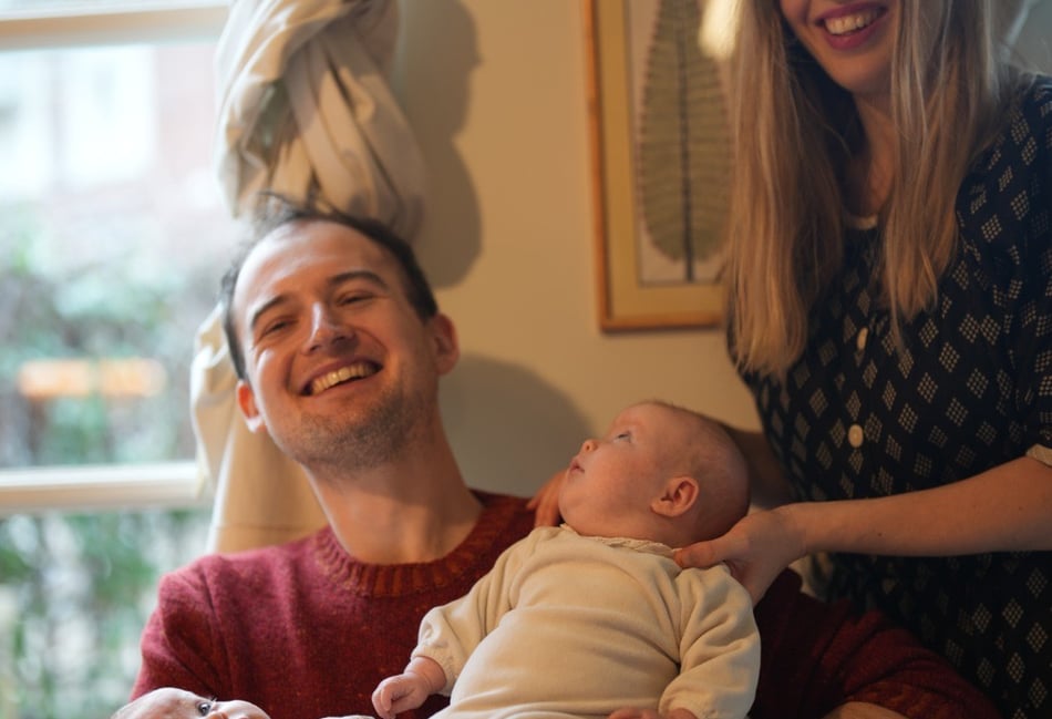 <p>Joanna Travis and Alastair Travis with Joanna’s twin girls Hebe and Celeste.</p>