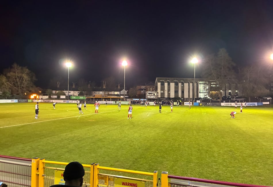<p>Action from Farnham Town's Southern League Premier South match against Dorchester Town</p>