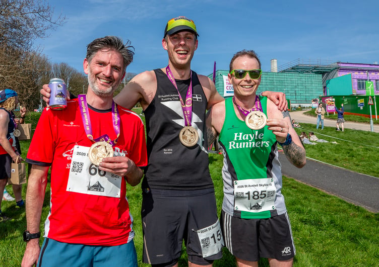 Mens 1-2-3: Morgan Craig (third), Garth McColville (winner) and Liam O’Neill (second). (Picture: Paul Williams