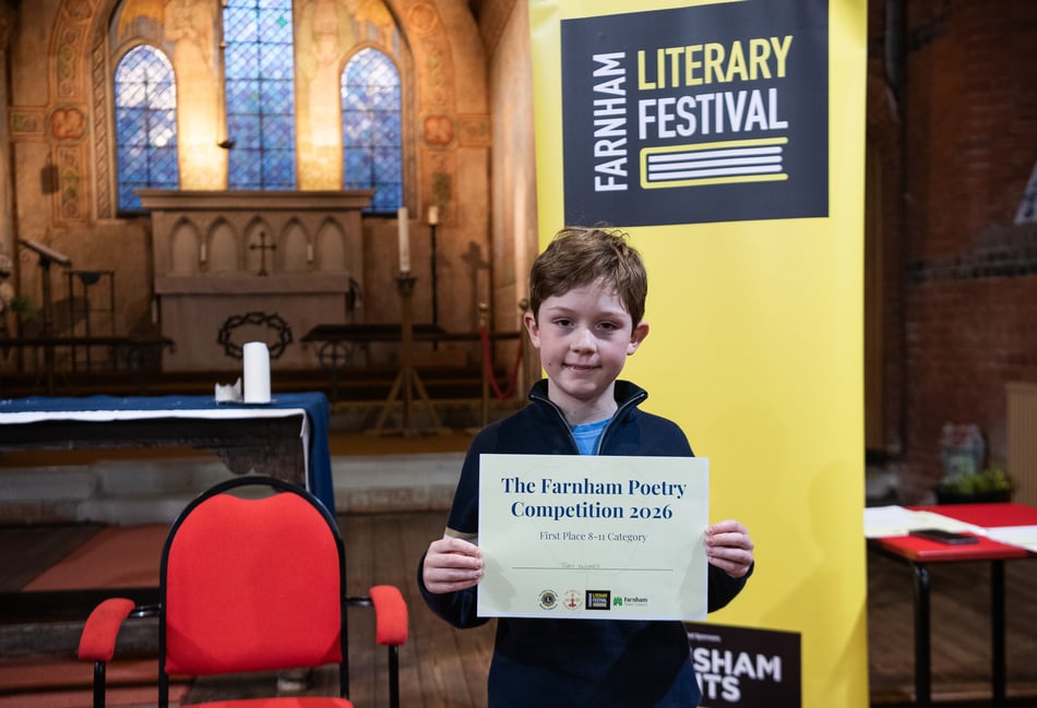 <p>Toby Hughes, winner of the 8-11s category at the Farnham Poetry Competition 2026.</p>