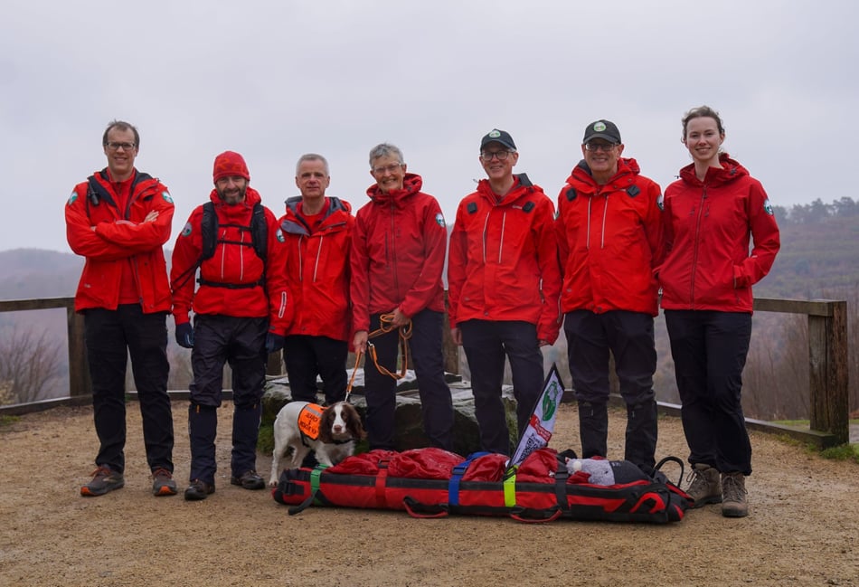 <p>Volunteers from Surrey Search & Rescue at the Devil’s Punch Bowl at the start of their 100-mile relay challenge. (Credit: Surrey Search & Rescue)</p>