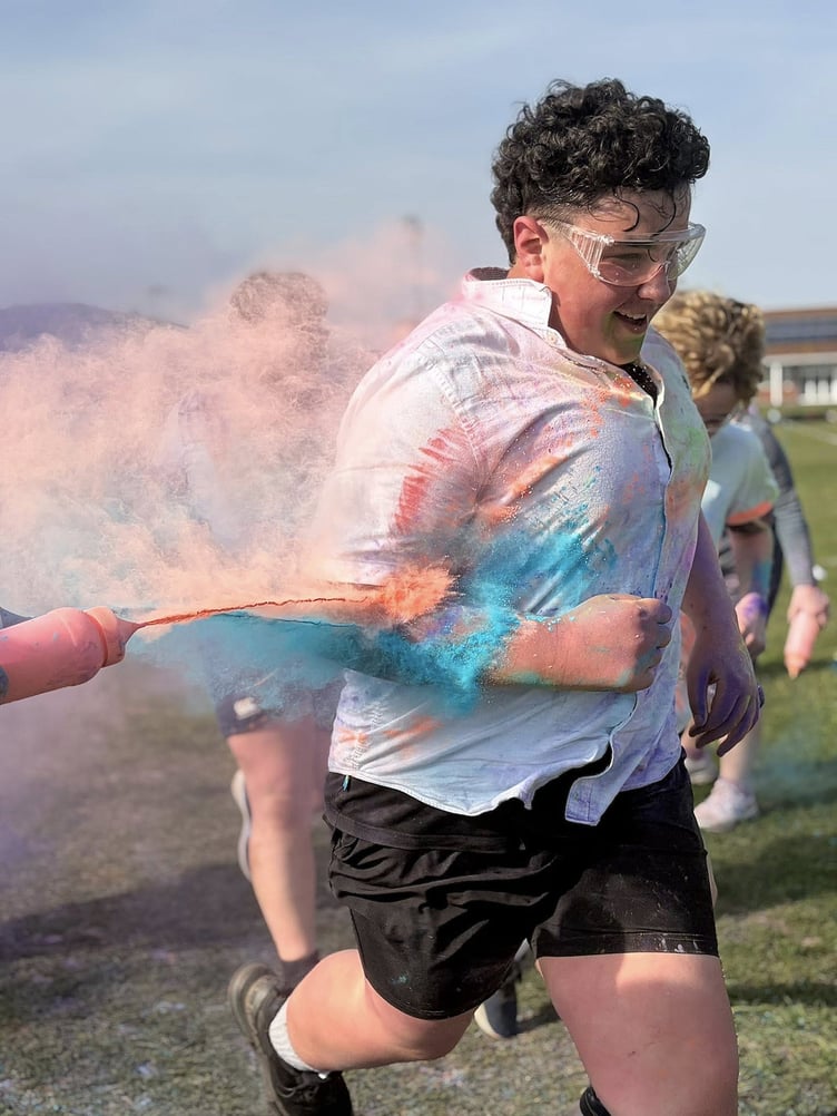 West Somerset College 'Dash for Macmillan Colour Run'.