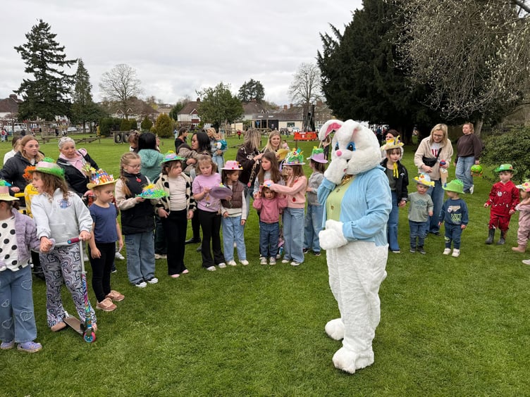 Participants assembling for the Easter hat parade