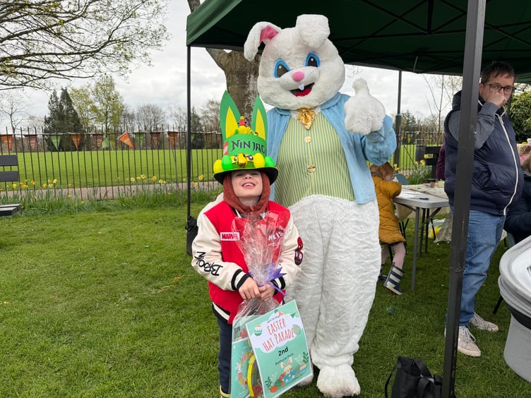 Theo Cameron won second prize following the Easter hat parade