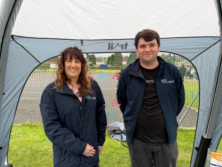 Anthea Tawney and Luke Warren welcomed residents at their stall on behalf of Two Rivers Housing