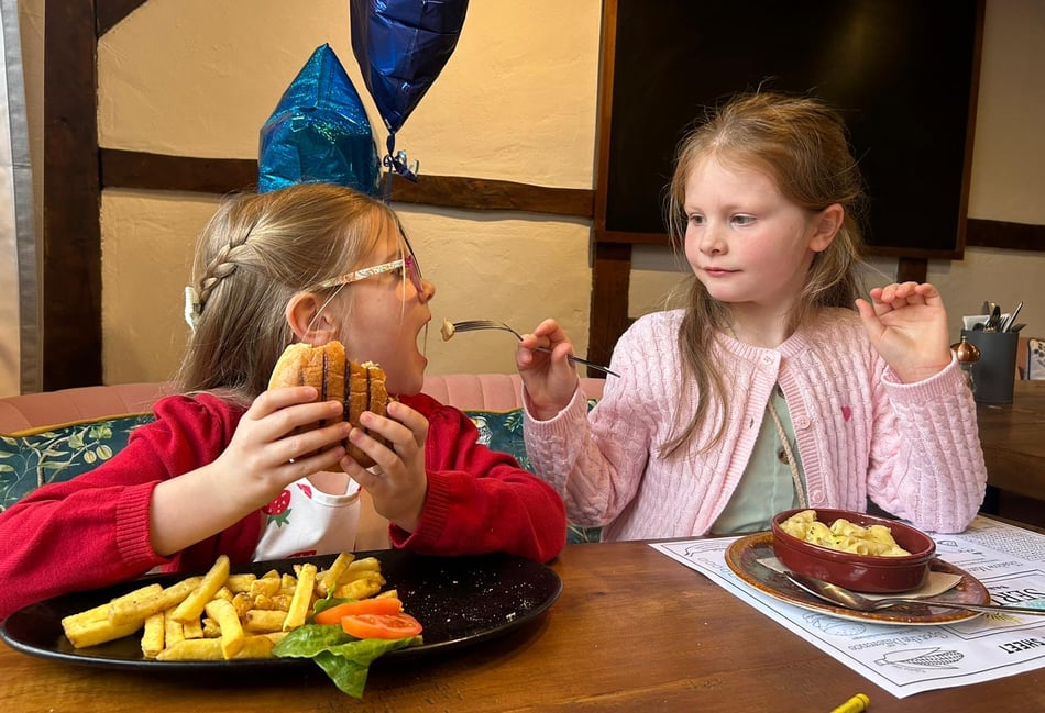 <p>Aria and Jasmine Howells at Serina restaurant in Farnham.</p>