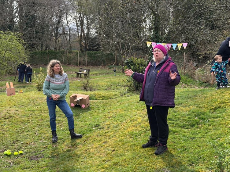 Jo (left) and Angela, Chairperson of the Berry Hill Community Orchard committee as she thanks the locals for attending the celebrations