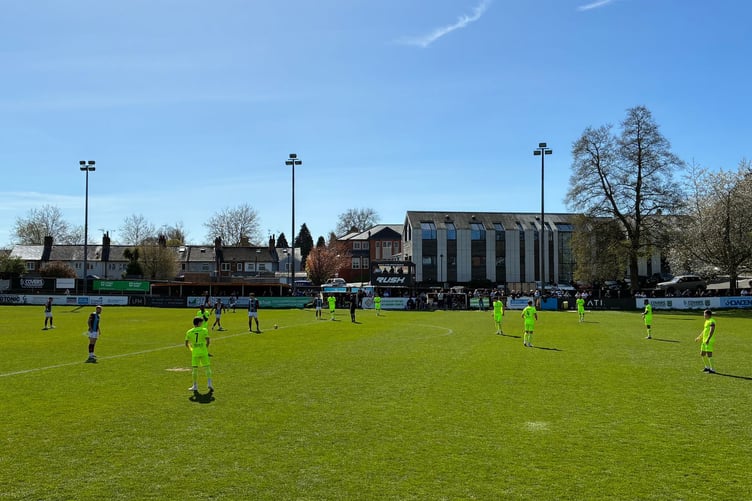 Action from Farnham Town's Southern League Premier South match against Bracknell Town