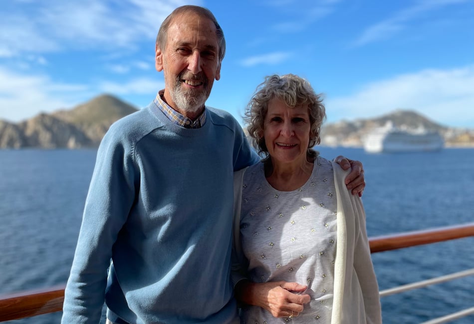 <p>David Tooth with his wife Elizabeth, who was injured in a fall in Farnham Town Centre.</p>