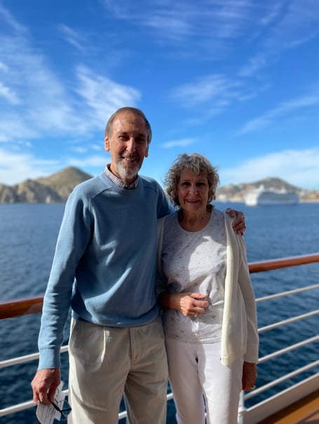 David Tooth with his wife Elizabeth, who was injured in a fall in Farnham Town Centre.