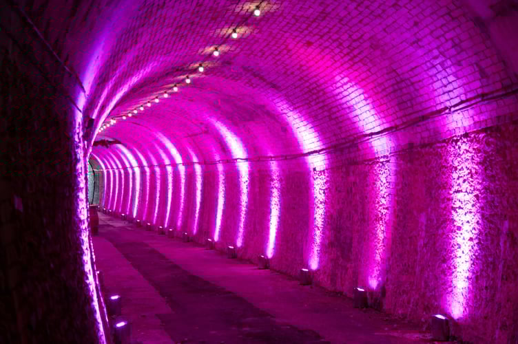 Inside the 120-metre 19th-century tunnel beneath Horsley Towers in East Horsley, recently reopened after 50 years as part of the De Vere Horsley Estate refurbishment. Courtesy of Galileo Photography.
