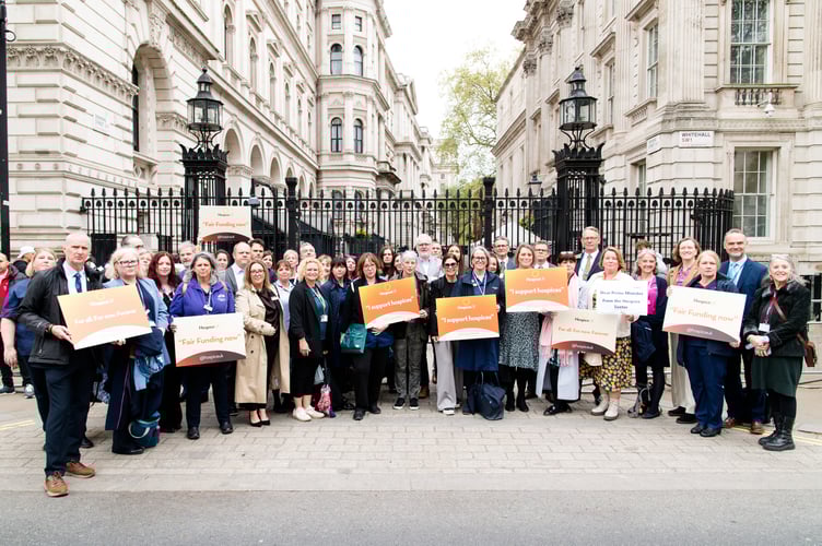 Surrey Hospice representatives outside Downing Street during the Day of Action.