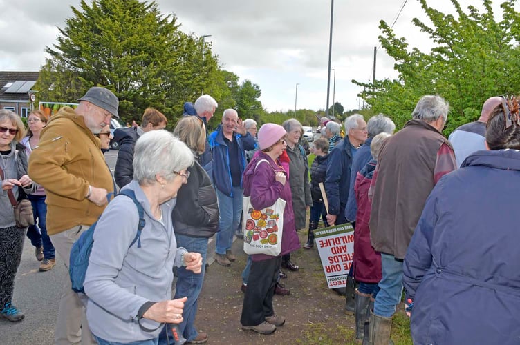 Traffic was held up on the A38 as protesters crossed to take part in an anti-housing development rally organised by Protect Wellington. PHOTO: Alain Lockyer.