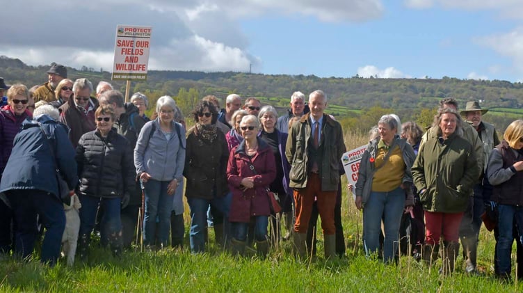 MP Gideon Amos (centre, right) with some of the Protect Wellington demonstrators. PHOTO: Alain Lockyer.