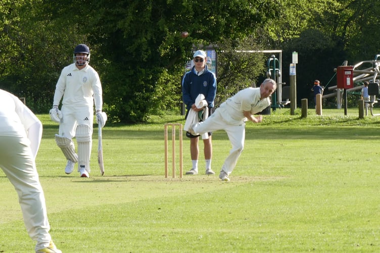 Waverley bowler Adrian Day in action at Medstead