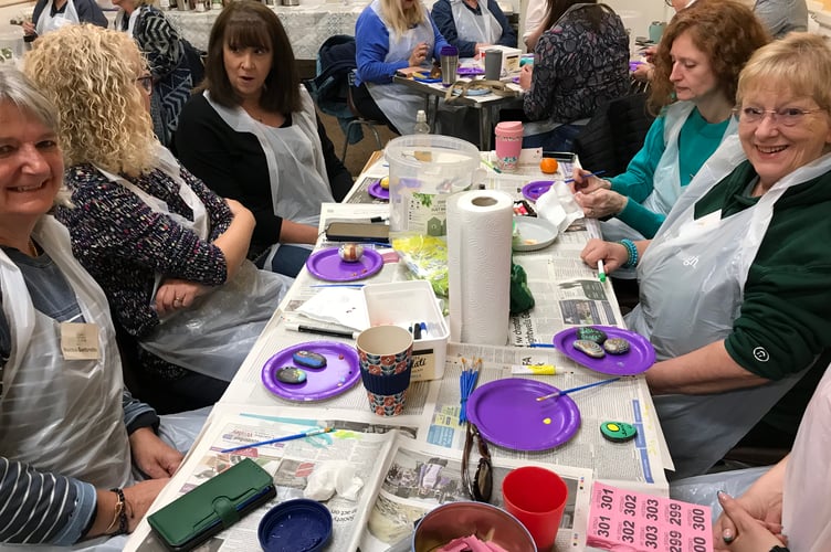 Stone painting, Bake, Natter and Roll Farnham WI, Small Hall, Spire Church, Farnham, April 16th 2026.