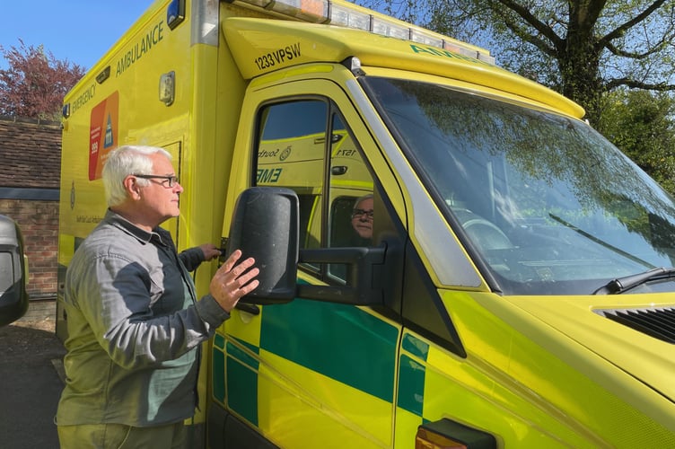 Michael Alves, from Haslemere, prepares to drive a fully stocked ambulance to Ukraine as part of a humanitarian aid mission.