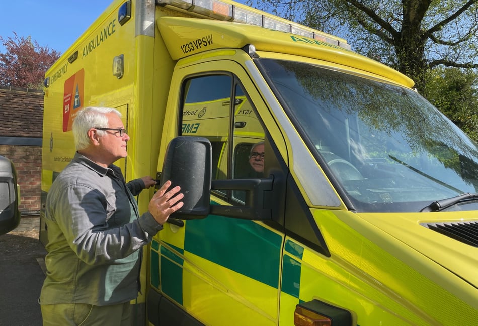 <p>Michael Alves, from Haslemere, prepares to drive a fully stocked ambulance to Ukraine as part of a humanitarian aid mission.</p>