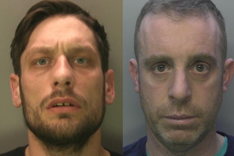 Troy Johnson, left, and Christopher Fuller-Clarke who were jailed for their parts in an aggravated burglary in Ash.