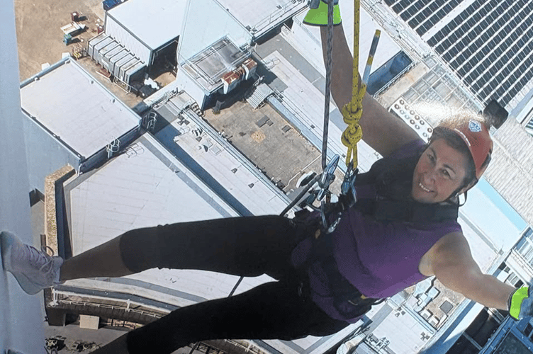 Samantha Brown abseils down the Spinnaker Tower in Portsmouth, May 9th 2026.
