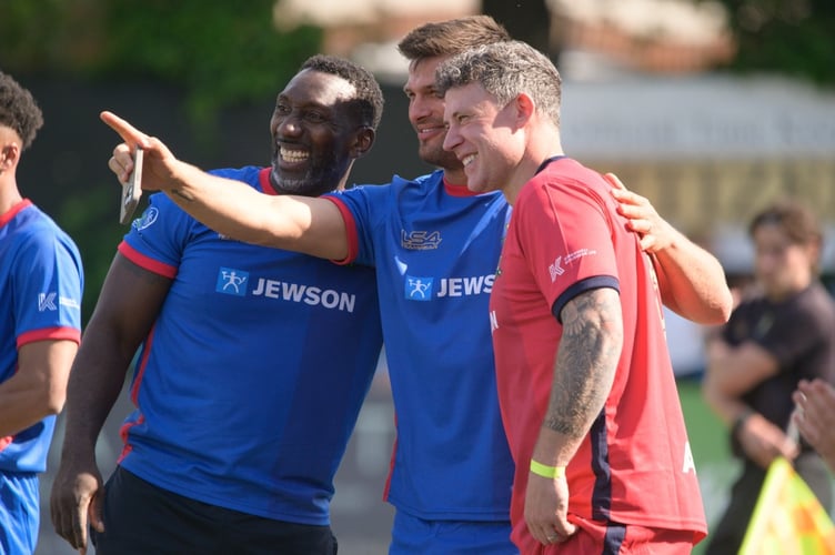 From left to right Jimmy Floyd Hasselbaink, Aljaž Škorjanec and Wayne Bridge