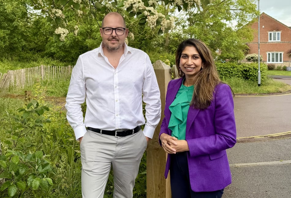 <p>Reform UK Hampshire leader George Madgwick with Suella Braverman MP.</p>