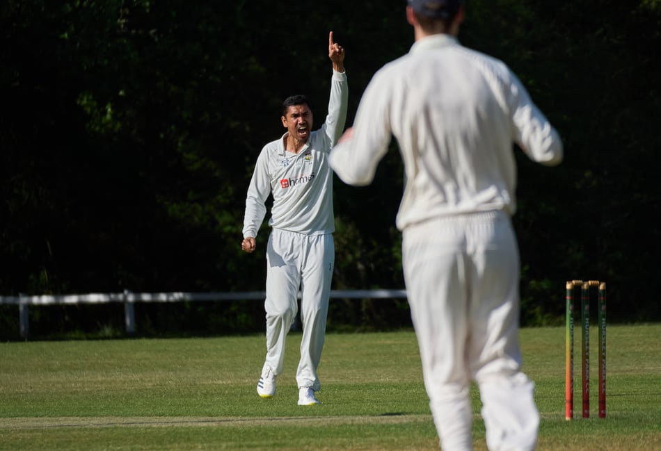<p>Alton bowler Arul Appavoo appeals for a wicket (Photo: Howard Gadsby)</p>