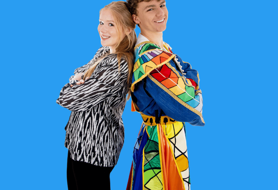 <p>Wilfred Mee, as Joseph, and Scarlet O’Brien, as the narrator, are starring in Joseph and the Amazing Technicolor Dreamcoat at Haslemere Hall. </p>