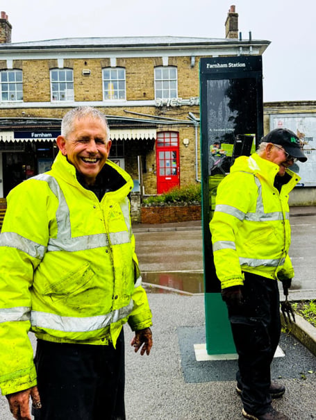 Friends of Farnham Station and Farnham Town Council brightening the train station