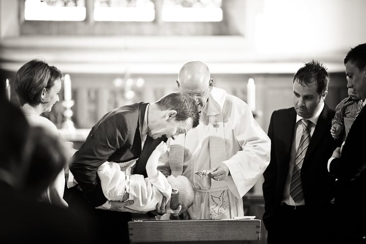 Alfie Caudery's Christening and with his dad Paul Caudery