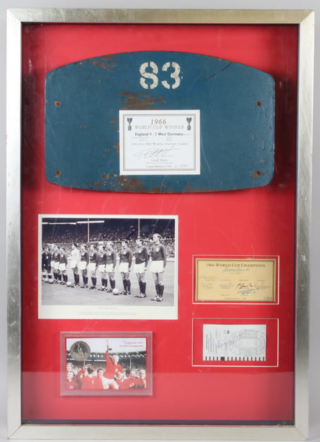 A rare Wembley Stadium seat back from England's 1966 World Cup triumph is set to go under the hammer at John Nicholson's on July 22. Photo: John Nicholson's Auctioneers