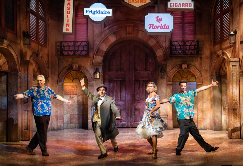 <p>Starring in Our Man In Havana, from left, are Bob Barrett, Jack Ashton, Jodie Steele and Leon Ockenden (Photo: Jack Merriman).</p>