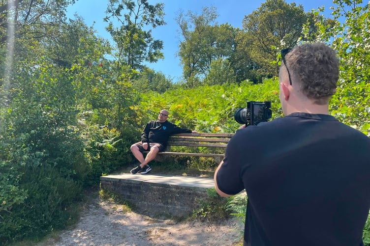 Martin Cosser took part in Surrey Police's "What's the Point?" campaign at the Devil's Punch Bowl, sharing Charlie's story to help prevent knife crime.