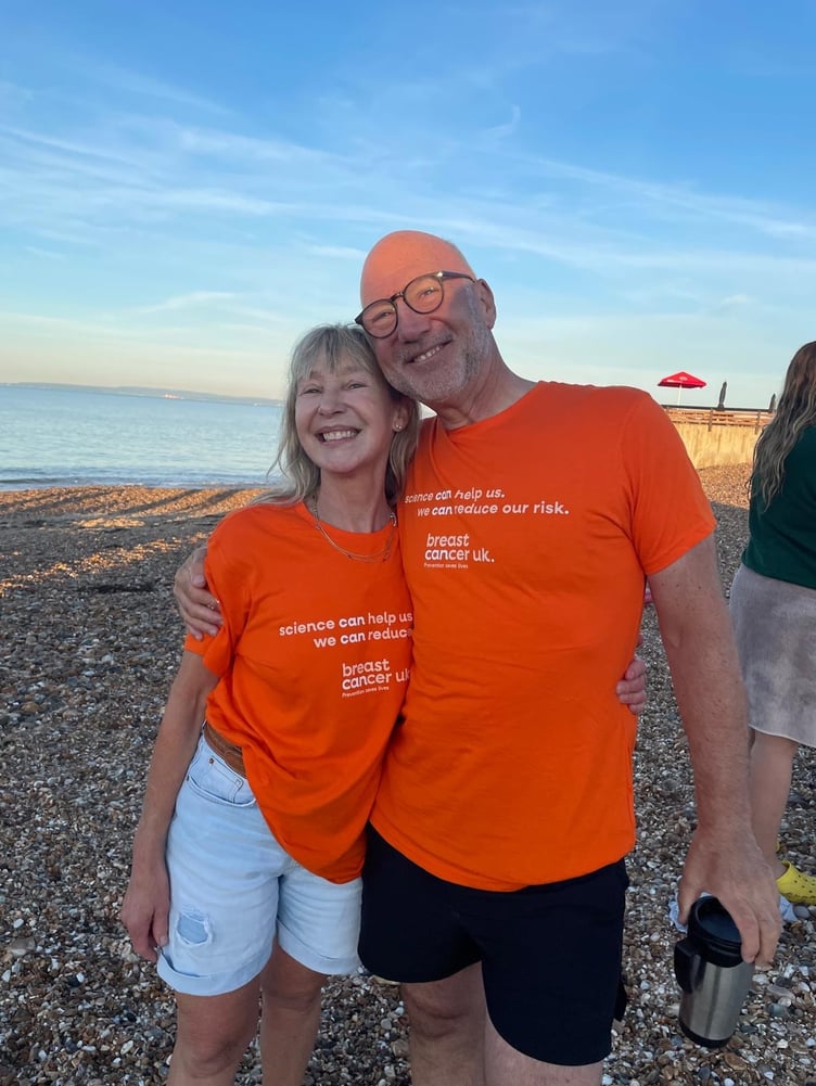Fiona and John Burden on the beach at Hayling Island before their sunrise swim, June 21st 2026.
