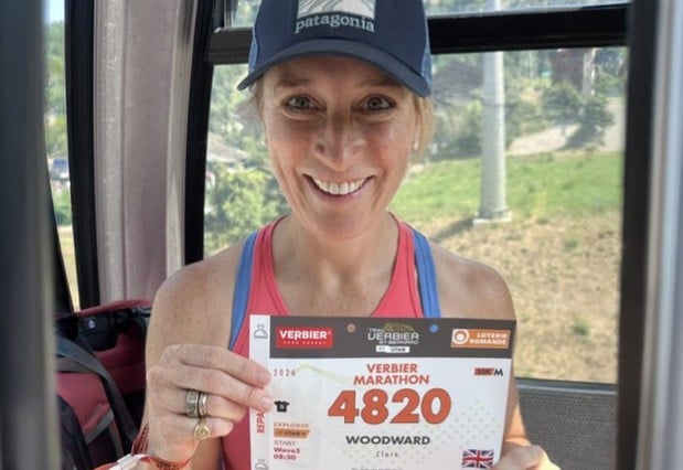 Clare Woodward of Bordon after completing a the Verbier Marathon in Switzerland.