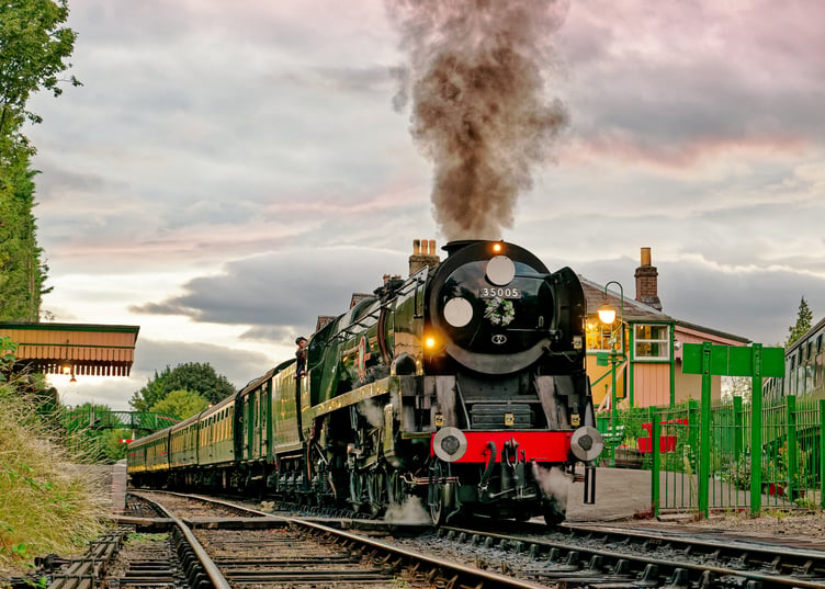 Volunteer Bill Read is remembered with a wreath on the front of the Watercress Line's flagship locomotive Canadian Pacific, July 28th 2026.