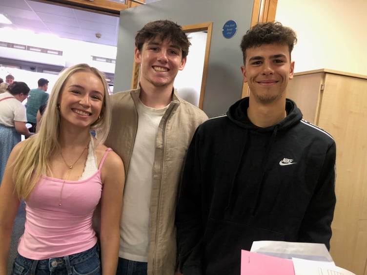 Students at All Hallows Catholic School celebrate their A-Level results.