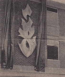 Farnham Flame on Woolmead buildings – Farnham Herald 8th July 1966