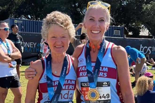 Linda Tyler and Georgie Abrook met up after the race