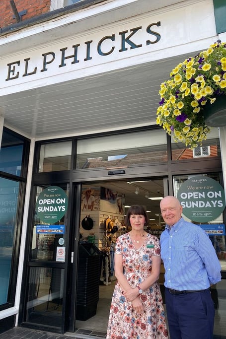 Elphicks Managing Director Alan Bushnell and a colleague outside the West Street department store.