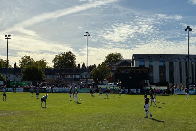 Action from Farnham Town's National League South match against Weston-super-Mare
